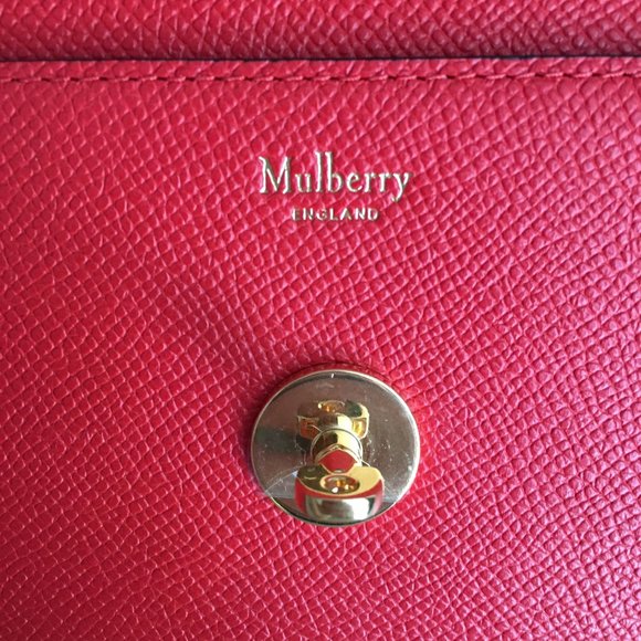 Mulberry Red Crossbody Bag with Gold Chain - Picture 12 of 14